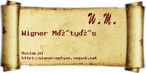Wigner Mátyás névjegykártya